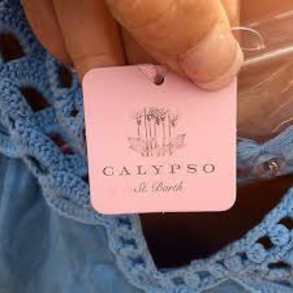 Calypso St Barth linen shift crochet yoke dress S - Picture 6 of 6